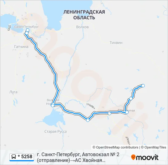 Автобус * 5258: карта маршрута