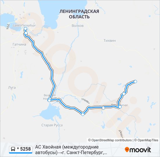 Автобус * 5258: карта маршрута