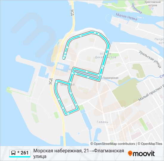 Автобус * 261: карта маршрута