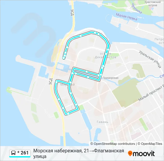 Автобус * 261: карта маршрута