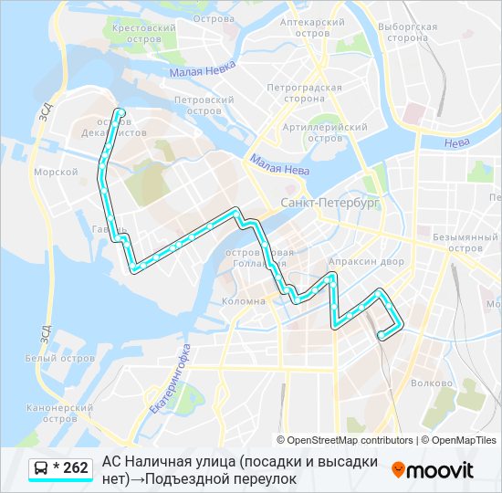 Автобус * 262: карта маршрута
