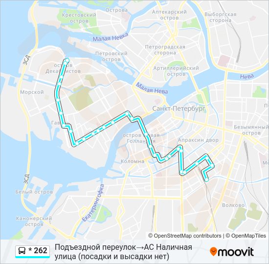 Автобус * 262: карта маршрута