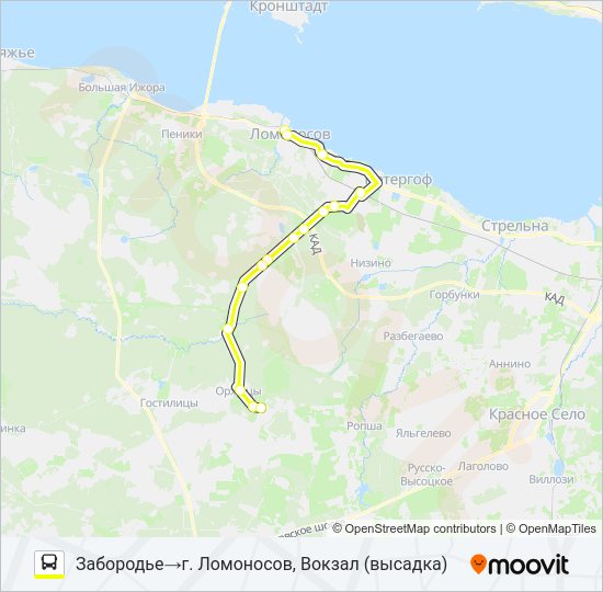 Автобус * 689 (ЛОМОНОСОВСКИЙ РАЙОН): карта маршрута