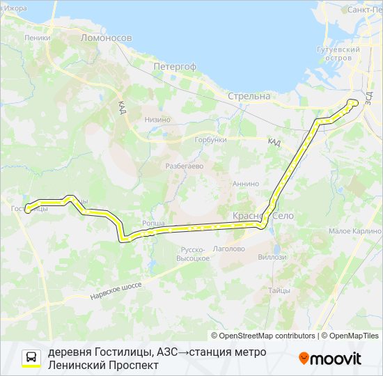 Автобус * 639А (ЛОМОНОСОВСКИЙ РАЙОН): карта маршрута