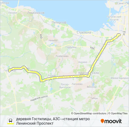 Автобус * 639А (ЛОМОНОСОВСКИЙ РАЙОН): карта маршрута