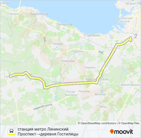 Автобус * 639А (ЛОМОНОСОВСКИЙ РАЙОН): карта маршрута