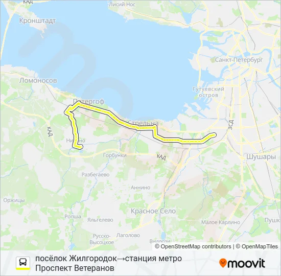 Автобус * 639Б (ЛОМОНОСОВСКИЙ РАЙОН): карта маршрута