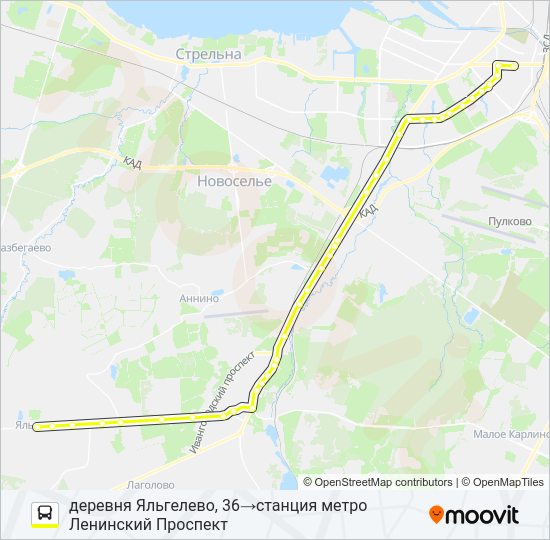 * 639В (ЛОМОНОСОВСКИЙ РАЙОН) Bus Line Map