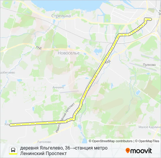* 639В (ЛОМОНОСОВСКИЙ РАЙОН) Bus Line Map
