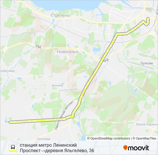 Автобус * 639В (ЛОМОНОСОВСКИЙ РАЙОН): карта маршрута