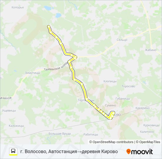 Автобус * 33 (ВОЛОСОВСКИЙ РАЙОН): карта маршрута