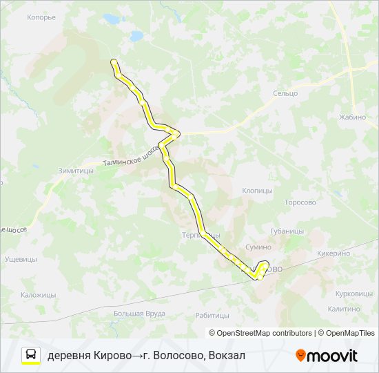 Автобус * 33 (ВОЛОСОВСКИЙ РАЙОН): карта маршрута