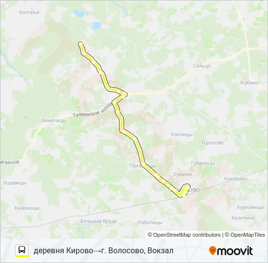 * 33 (ВОЛОСОВСКИЙ РАЙОН) Bus Line Map