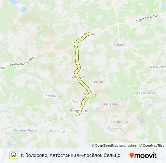 Автобус * 36 (ВОЛОСОВСКИЙ РАЙОН): карта маршрута