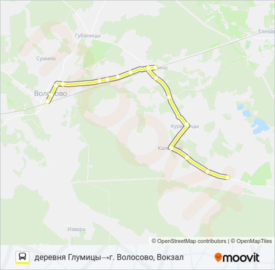 Автобус * 39 (ВОЛОСОВСКИЙ РАЙОН): карта маршрута
