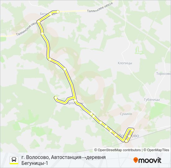 Автобус * 33А (ВОЛОСОВСКИЙ РАЙОН): карта маршрута