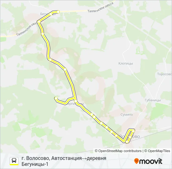 Автобус * 33А (ВОЛОСОВСКИЙ РАЙОН): карта маршрута