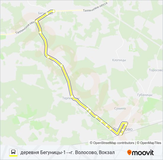Автобус * 33А (ВОЛОСОВСКИЙ РАЙОН): карта маршрута