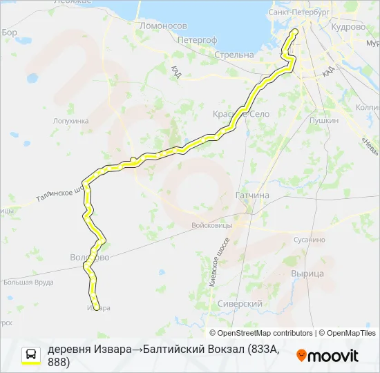 * 888 (ВОЛОСОВСКИЙ РАЙОН) Bus Line Map