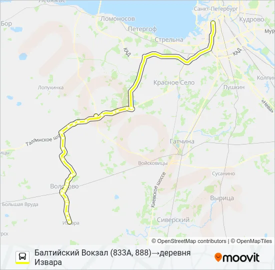 * 888 (ВОЛОСОВСКИЙ РАЙОН) Bus Line Map