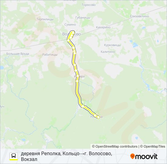 Автобус * 34 (ВОЛОСОВСКИЙ РАЙОН): карта маршрута