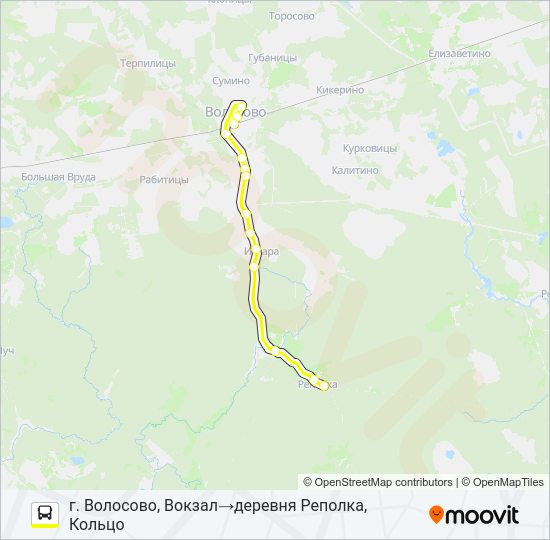Автобус * 34 (ВОЛОСОВСКИЙ РАЙОН): карта маршрута