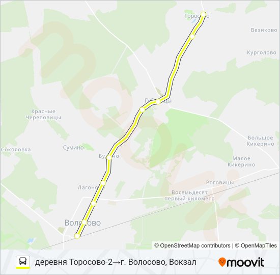 Автобус * 32А (ВОЛОСОВСКИЙ РАЙОН): карта маршрута