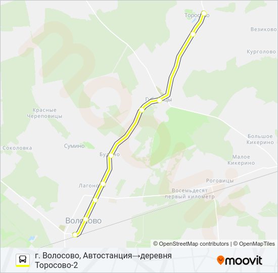 Автобус * 32А (ВОЛОСОВСКИЙ РАЙОН): карта маршрута