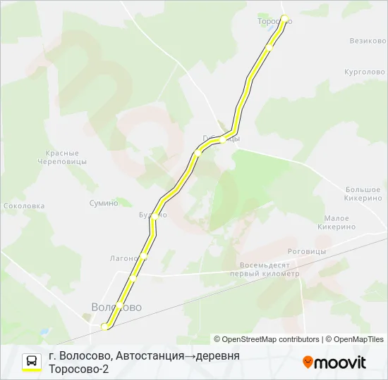 * 32А (ВОЛОСОВСКИЙ РАЙОН) Bus Line Map