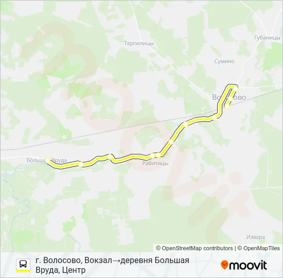 Автобус * 44А (ВОЛОСОВСКИЙ РАЙОН): карта маршрута