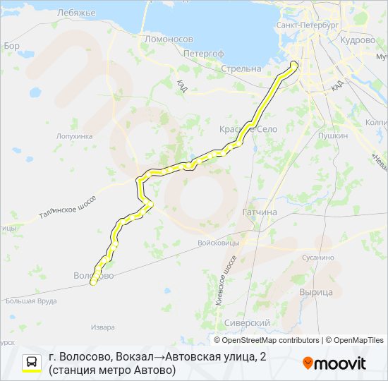 Автобус * 655 (ВОЛОСОВСКИЙ РАЙОН): карта маршрута