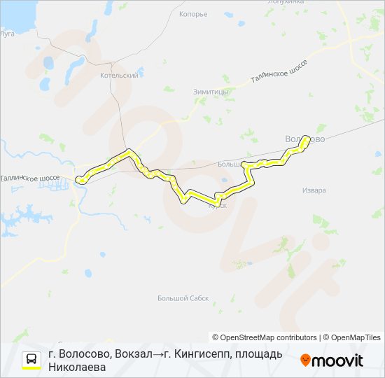 Автобус * 737 (ВОЛОСОВСКИЙ РАЙОН): карта маршрута