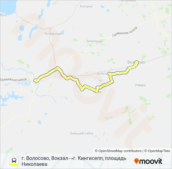 Автобус * 737 (ВОЛОСОВСКИЙ РАЙОН): карта маршрута