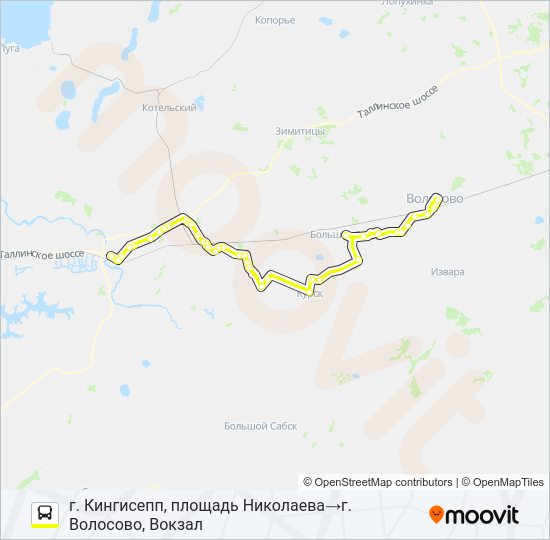 Автобус * 737 (ВОЛОСОВСКИЙ РАЙОН): карта маршрута