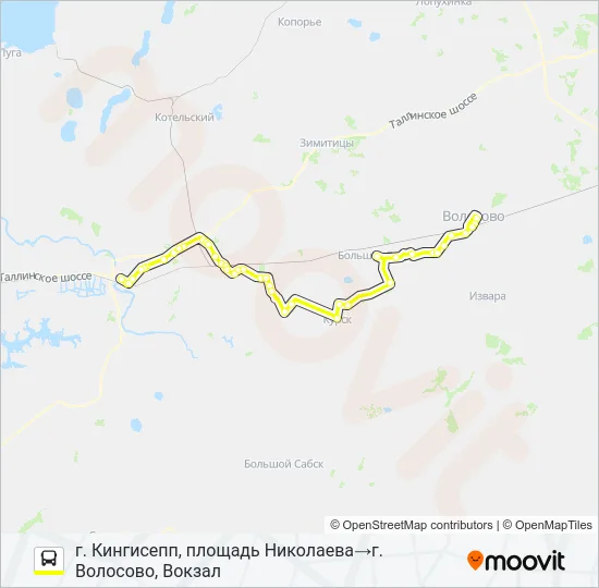 Автобус * 737 (ВОЛОСОВСКИЙ РАЙОН): карта маршрута