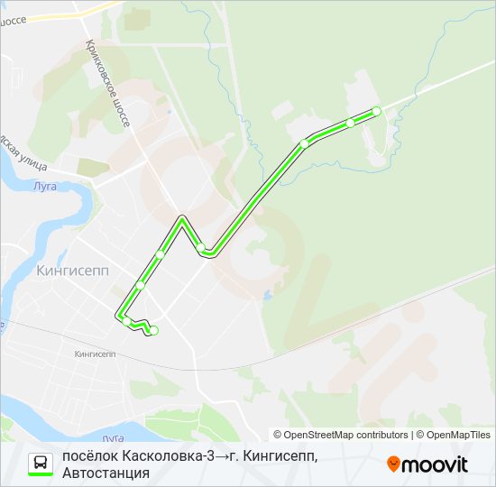 Автобус * 1 (КИНГИСЕППСКИЙ РАЙОН): карта маршрута