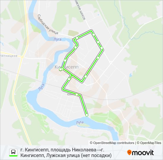 Автобус * 5 (КИНГИСЕППСКИЙ РАЙОН): карта маршрута