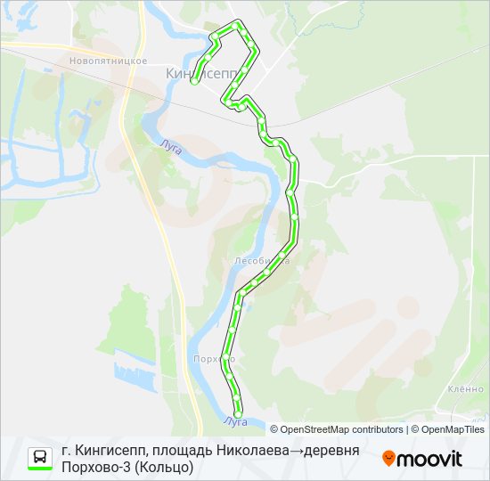 Автобус * 6 (КИНГИСЕППСКИЙ РАЙОН): карта маршрута