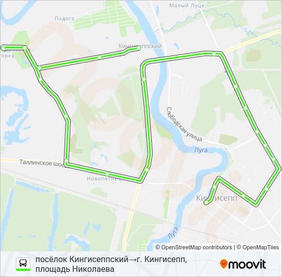 Автобус * 3Б (КИНГИСЕППСКИЙ РАЙОН): карта маршрута