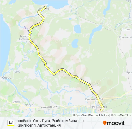 Автобус * 53 (КИНГИСЕППСКИЙ РАЙОН): карта маршрута