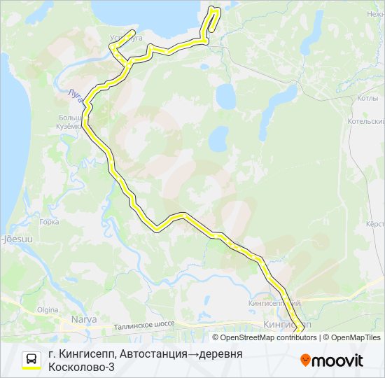Автобус * 54 (КИНГИСЕППСКИЙ РАЙОН): карта маршрута