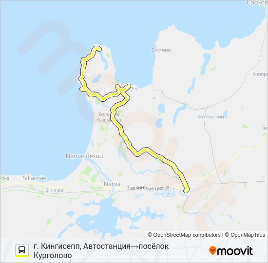 Автобус * 55 (КИНГИСЕППСКИЙ РАЙОН): карта маршрута
