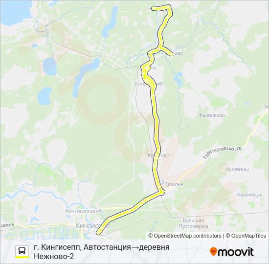 Автобус * 56 (КИНГИСЕППСКИЙ РАЙОН): карта маршрута