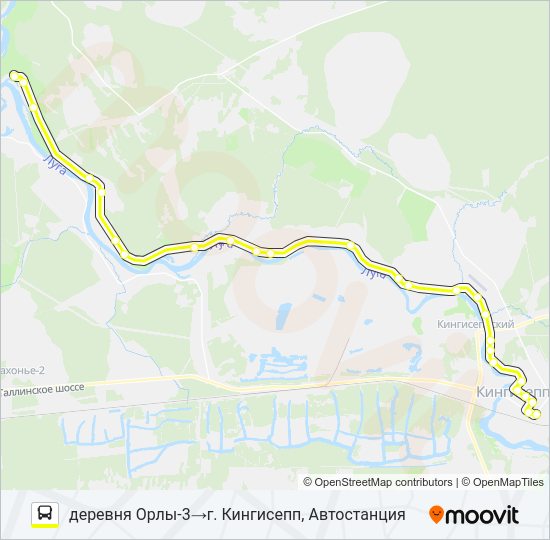 Автобус * 57 (КИНГИСЕППСКИЙ РАЙОН): карта маршрута