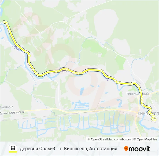 * 57 (КИНГИСЕППСКИЙ РАЙОН) Bus Line Map
