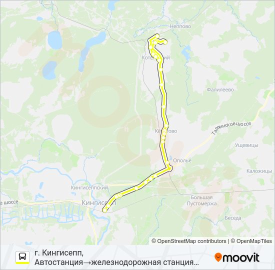 Автобус * 59 (КИНГИСЕППСКИЙ РАЙОН): карта маршрута