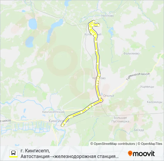 Автобус * 59 (КИНГИСЕППСКИЙ РАЙОН): карта маршрута