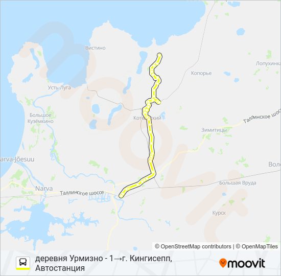 Автобус * 60 (КИНГИСЕППСКИЙ РАЙОН): карта маршрута