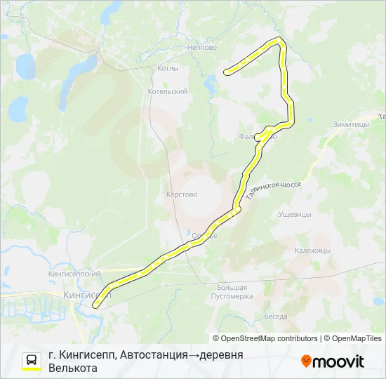 Автобус * 66 (КИНГИСЕППСКИЙ РАЙОН): карта маршрута
