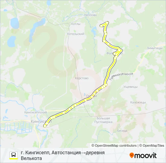 * 67 (КИНГИСЕППСКИЙ РАЙОН) Bus Line Map